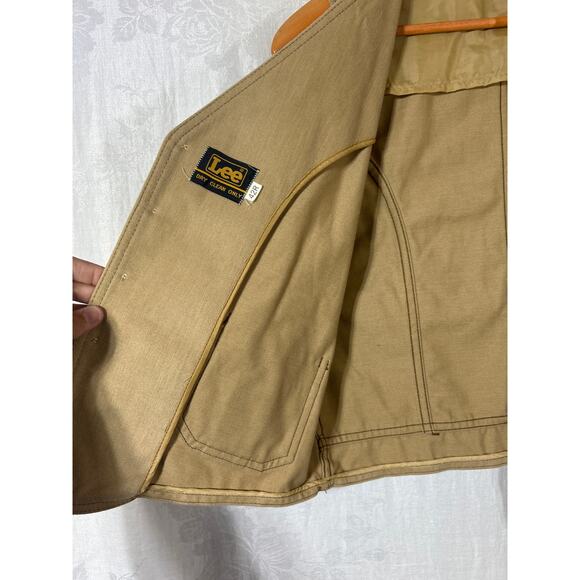 Vintage Vest Separate-Lees by Lee 42R Tan Waistcoat 70s Western Pockets - Picture 6 of 8
